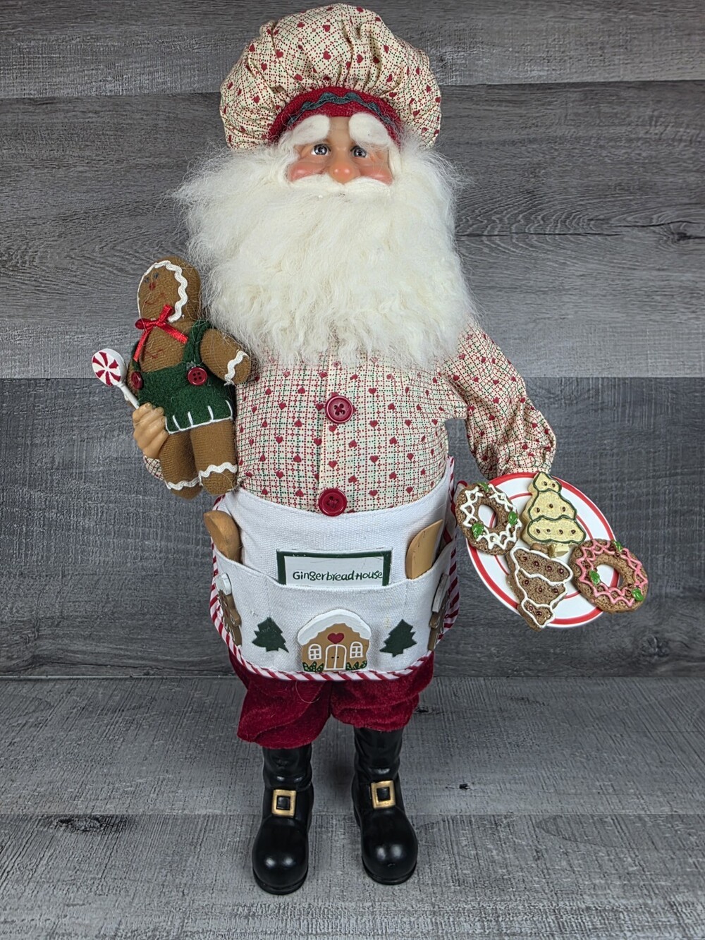 Karen Didion Santa Gingerbread Baker Crakewood Collection Signed 17.5” READ b207